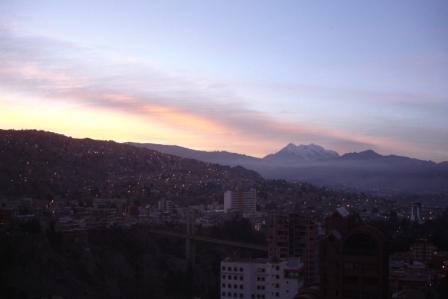 View from hotel room of Illimani mountain 