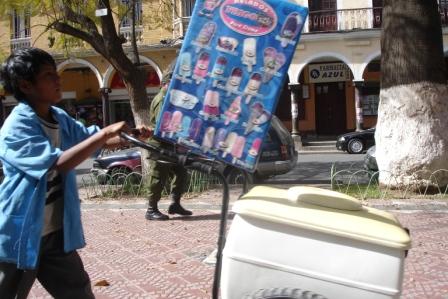 Boy selling icecream
